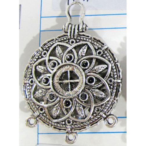 Hollow Tibetan Silver pendant, lead free and nickel free