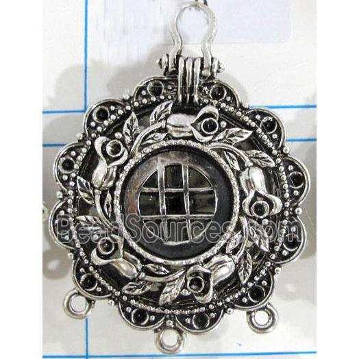 Hollow Tibetan Silver pendant, lead free and nickel free