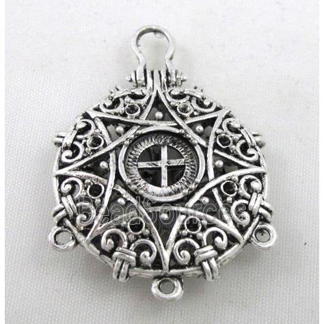 Hollow Tibetan Silver pendant, lead free and nickel free