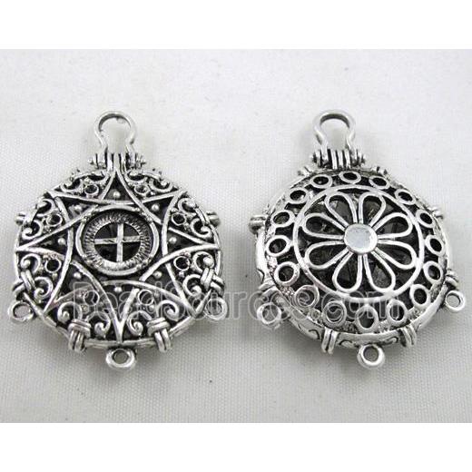 Hollow Tibetan Silver pendant, lead free and nickel free