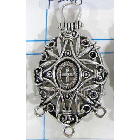 Hollow Tibetan Silver pendant, lead free and nickel free