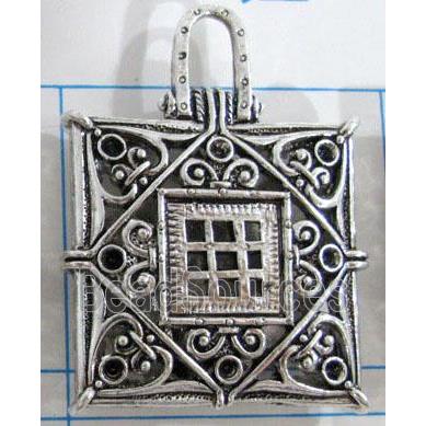 Hollow Tibetan Silver pendant, lead free and nickel free