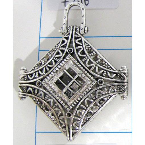 Hollow Tibetan Silver pendant, lead free and nickel free