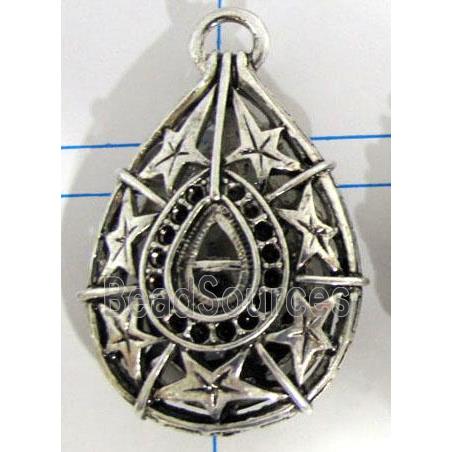 Hollow Tibetan Silver pendant, lead free and nickel free