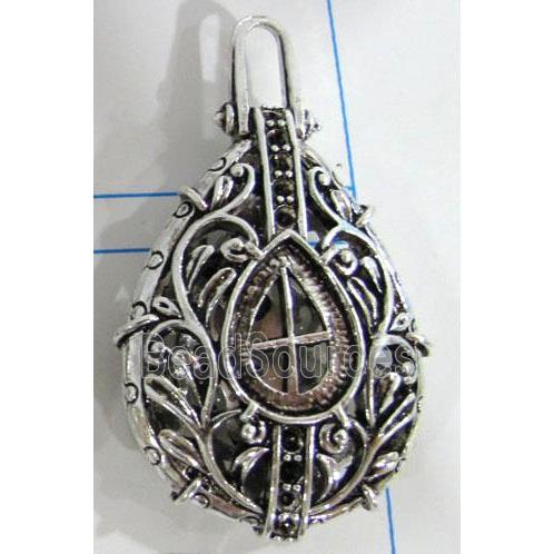 Hollow Tibetan Silver pendant, lead free and nickel free