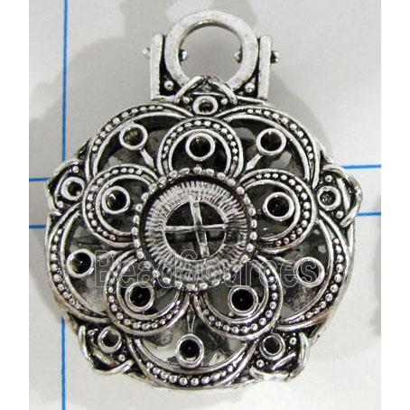 Hollow Tibetan Silver pendant, lead free and nickel free