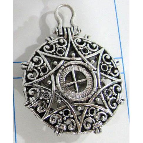 Hollow Tibetan Silver pendant, lead free and nickel free