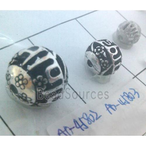 Tibetan Silver Beads, hollow, lead free and nickel free