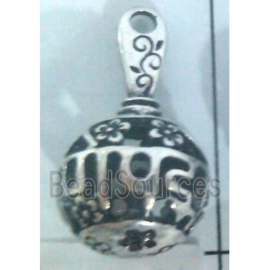 Tibetan Silver hollow pendant, lead free and nickel free