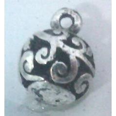 Round tibetan silver pendant, lead free and nickel free