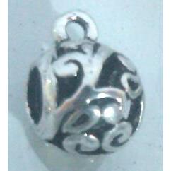 Round tibetan silver hanger bead, lead free and nickel free