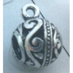 Round tibetan silver hanger, lead free and nickel free