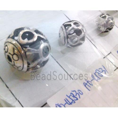 Tibetan Silver Beads, hollow, lead free and nickel free