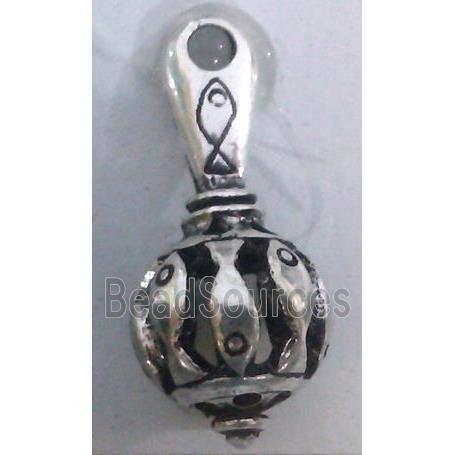 Tibetan Silver pendant, hollow, lead free and nickel free