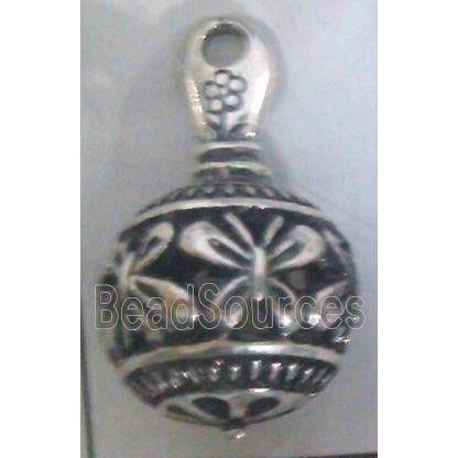 Tibetan Silver pendant, hollow, lead free and nickel free