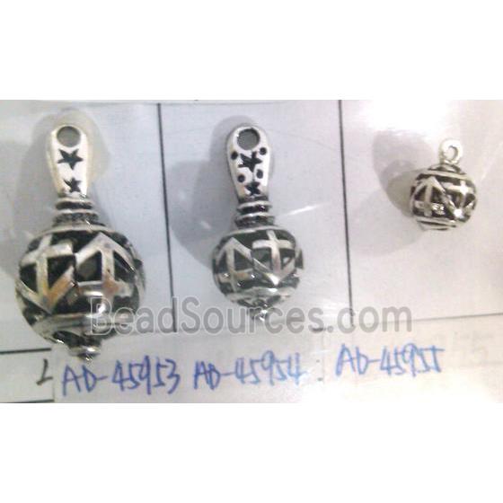 Tibetan Silver hollow pendant, lead free and nickel free