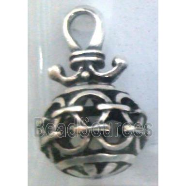 Tibetan Silver hollow pendant, lead free and nickel free