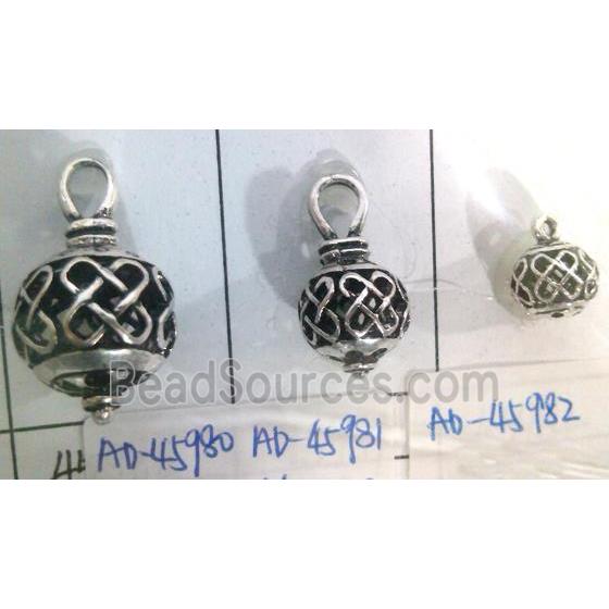 Tibetan Silver hollow pendant, lead free and nickel free