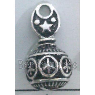 hollow Tibetan Silver Pendant, lead free and nickel free