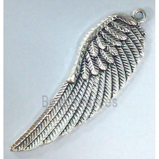 Tibetan Silver feather pendant, lead free and nickel free