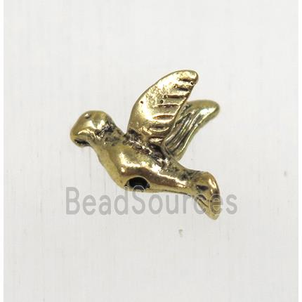 tibetan silver bird zinc beads, non-nickel, antique gold