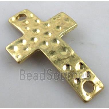 hammered Tibetan Silver Connector Cross, lead free and nickel free, duck-gold