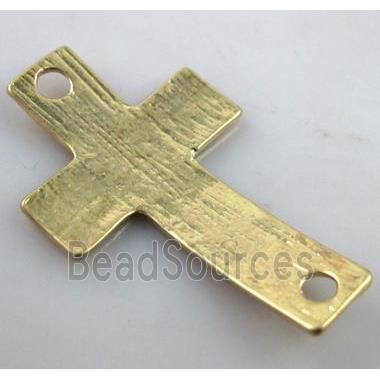 hammered Tibetan Silver Connector Cross, lead free and nickel free, duck-gold