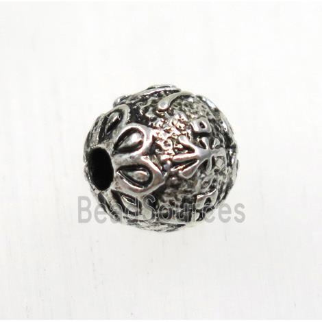 round tibetan silver zinc beads, non-nickel