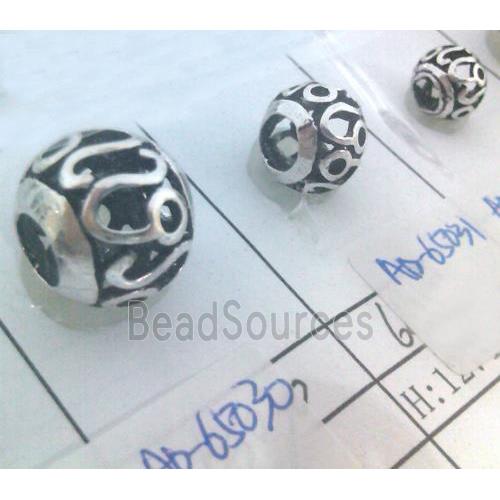 Tibetan Silver Beads, hollow, lead free and nickel free