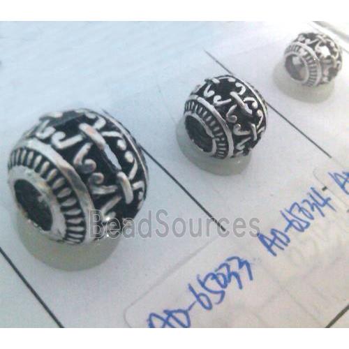 Tibetan Silver Beads, hollow, lead free and nickel free