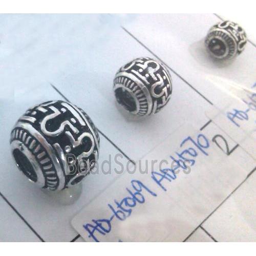 round tibetan silver hollow beads, lead free and nickel free