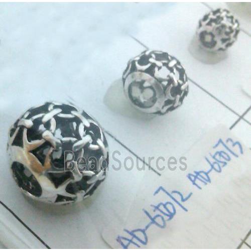 round tibetan silver hollow beads, lead free and nickel free