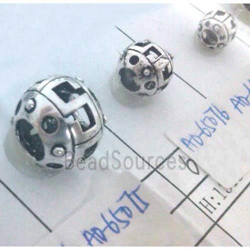 round tibetan silver hollow beads, lead free and nickel free