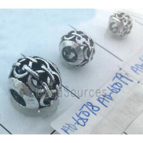 round tibetan silver hollow beads, lead free and nickel free