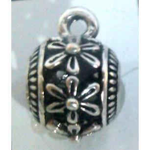 hollow, round tibetan silver hanger bead, lead free and nickel free