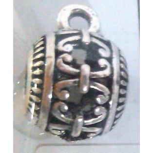 hollow, round tibetan silver hanger bead, lead free and nickel free