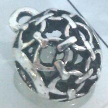 hollow, round tibetan silver hanger bead, lead free and nickel free