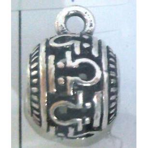 hollow, round tibetan silver hanger bead, lead free and nickel free