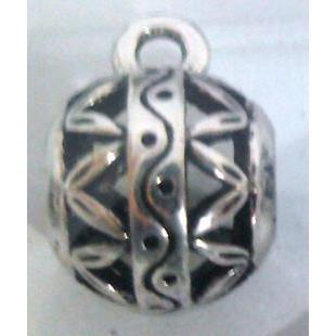 hollow, round tibetan silver hanger bead, lead free and nickel free