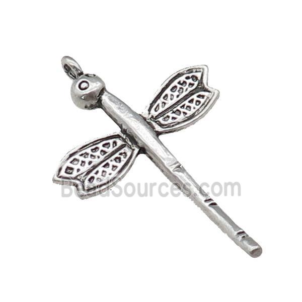 Tibetan Style Zinc Dragonfly Pendant Antique Silver