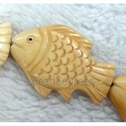 antique cattle bone beads, fish