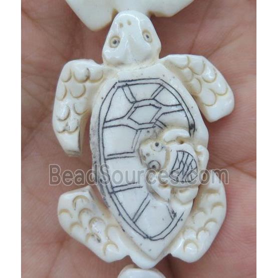 antique cattle bone bead, tortoise