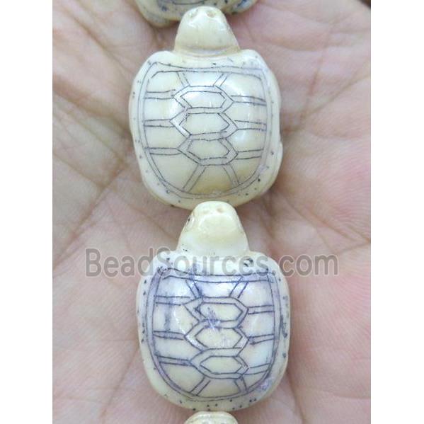 antique cattle bone bead, tortoise