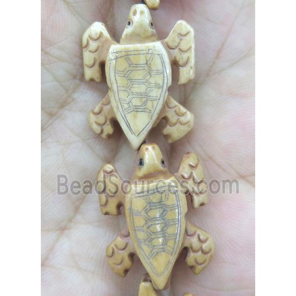 yellow antique cattle bone bead, tortoise