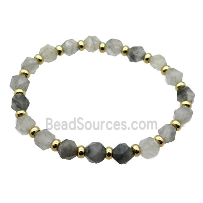 gray Cloudy Quartz Bracelet, stretchy