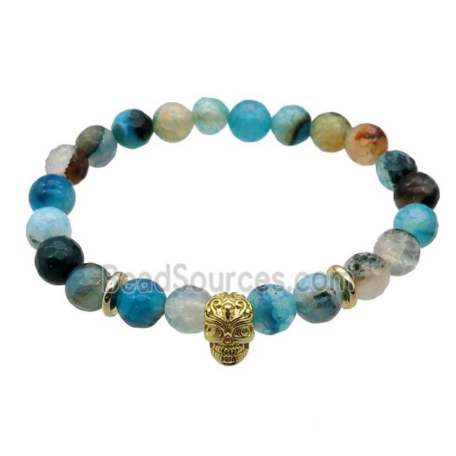 Agate Bracelets with skull, stretchy