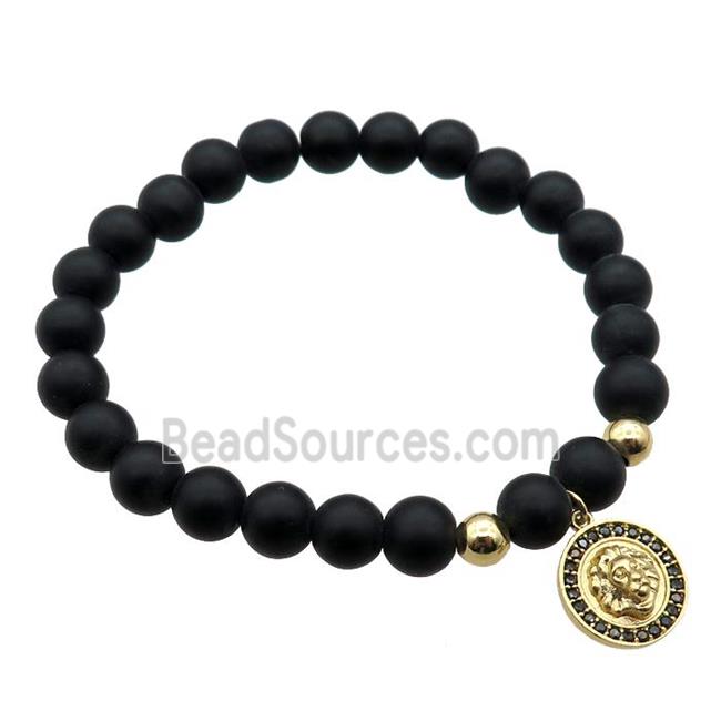 black matte Onyx Agate Bracelet, stretchy