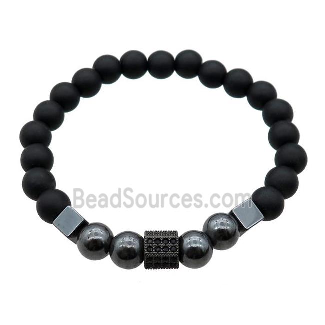 black matte Onyx Agate Bracelet, stretchy