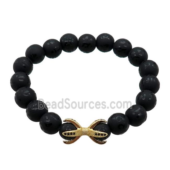 black Onyx Agate Bracelet, stretchy