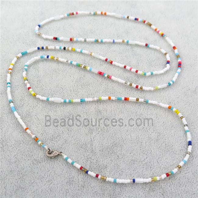 Glass Seed Beaded Necklace, multicolor